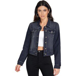 Women's Long Sleeve Denim Jackets Basic Button Down Jean Jacket with Pockets
